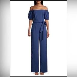 Lilly Pulitzer Jada Off-The-Shoulder Jumpsuit size 2 Oyster Bay Navy NWT